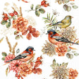 Watercolor illustration of two birds on autumn flowers and leaves, set on white—perfect for Napkins: Bird Song Fall with Flowers Lunch Napkins Pkg of 20 (6.5"x6.5") for beautiful Thanksgiving or fall gatherings.