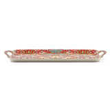 Tray: "Strawberry Thief" by William Morris Large Melamine Serving Tray - Red