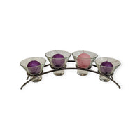 Candle Holder: Danish Iron Arched Candle Holder with 4 Leif Cups for 4 Ball Candles