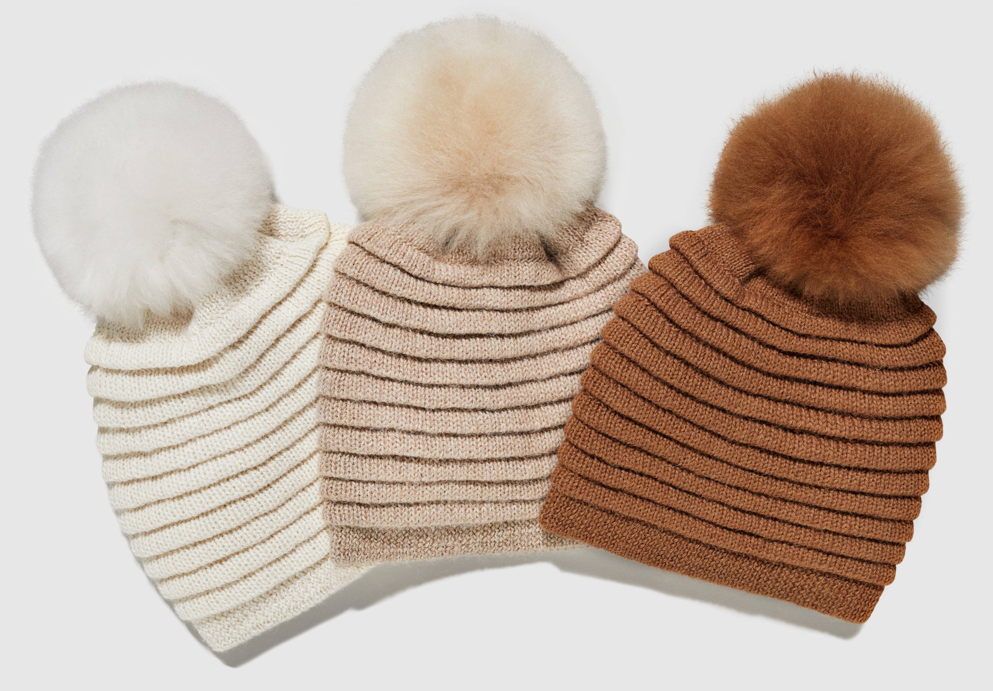 Hats: Aspen Beanie Fine Pleated Bands Adult 100% Baby Alpaca