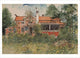 Experience the nostalgic charm of Carl Larsson’s art with "Post Card: Carl Larsson — A Book of Postcards" by Skandisk, featuring watercolor scenes such as a large red-brick house with a porch nestled among lush green trees and bushes beneath a gentle, light sky—capturing the warmth and elegance characteristic of the beloved Swedish painter.