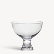 The KostaBoda: Limelight Bowl On Foot features clear glass with a wide round top and textured pedestal base. Elegant and dishwasher safe, it's showcased against a plain white background.
