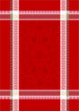 The Holiday Red Tea Towel is a 20x28 rectangular cotton towel featuring intersecting white and beige lines with diamond motifs, perfect for festive Christmas decor; includes a hanging tag for easy display.
