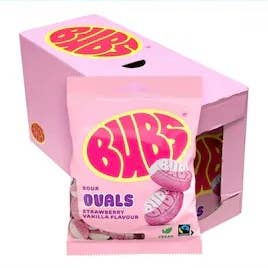 Candy: Bubs - Sour Skalle - Raspberry Flavor (90g) Bag 3.175 oz Cool Raspberry Foam Skulls Made in Sweden
