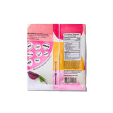 Back of the Sockerbit Candy: Sweet Gummy Mix Swedish Candy Bag (2.8oz) with nutrition facts, circular Yup/Nope text, social media info, and tips for better candy choices. Features a pink, yellow, orange design and non-GMO gummies.