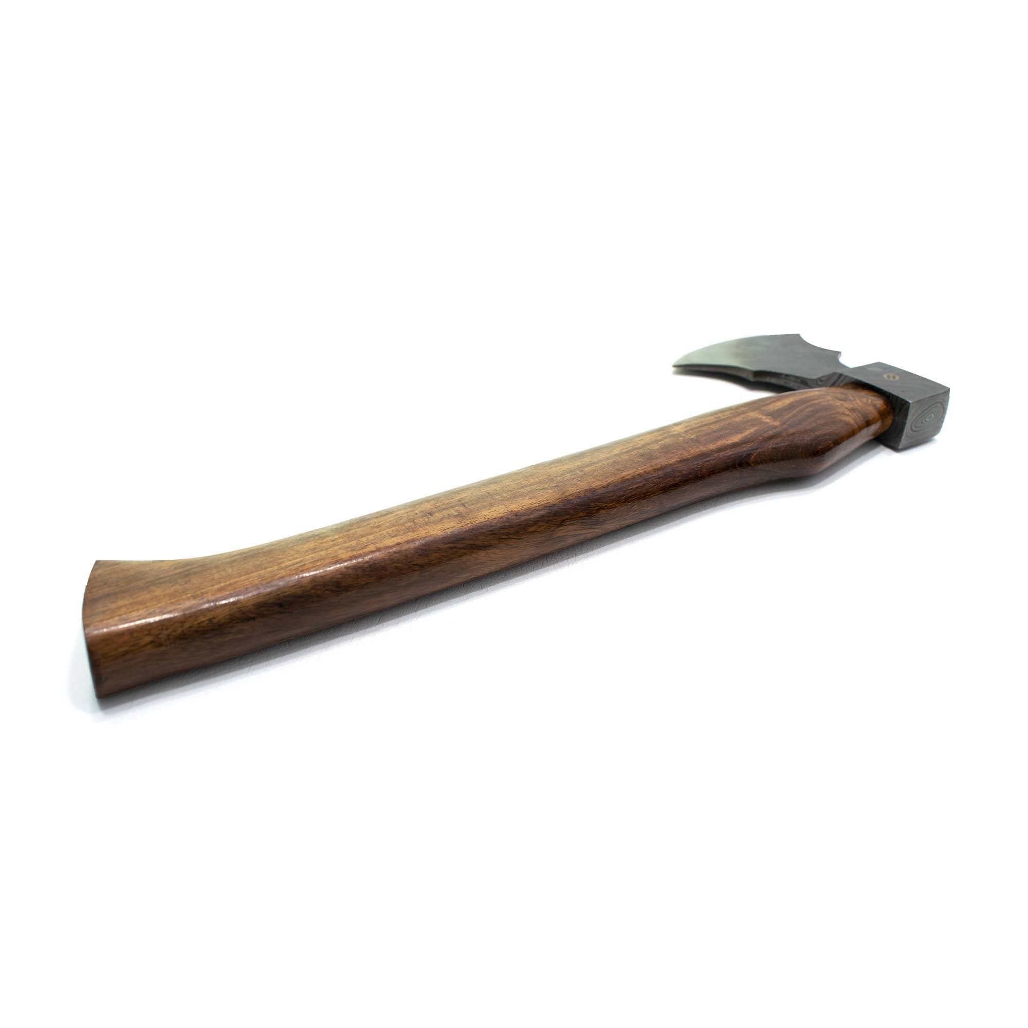Axe: Damascus Steel All Around Camping Knife, featuring a durable damascus steel blade and ergonomic handle, displayed against a white background.