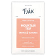 A 60g wrapper labeled “Fjak Milk Chocolate Mountain Trip (Orange & Almonds) 50% Norwegian Chocolate”—an organic, gluten-free, award-winning, bean-to-bar treat.