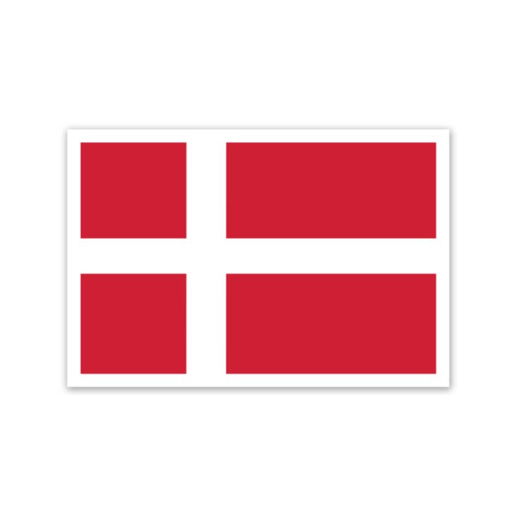 The Sticker: Danish Flag boasts a resilient design featuring the iconic red background with a white Nordic cross, making it ideal for application on any surface.