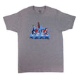 The Tee: MN Abbey Road T-Shirt Gray by Adam Turman (XL) features four cartoon characters crossing a crosswalk, inspired by the Beatles’ Abbey Road and showcasing a unique Minnesota-themed graphic.