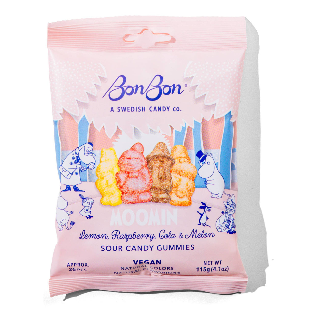 Candy: BonBon Moomin Lemon, Raspberry, Cola and Melon Sour Candy Gummies Swedish Candy Co 4.1oz