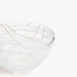 KostaBoda: Contrast Bowl White with Blue & Black Veining, designed by Anna Ehrner, displayed against a plain white background.