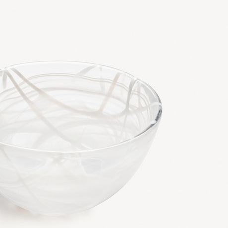 KostaBoda: Contrast Bowl White with Blue & Black Veining, designed by Anna Ehrner, displayed against a plain white background.