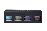 The SALTVERK Gift Set offers four Icelandic sea salts—Flaky Sea Salt, Lava Salt, Birch Smoked Salt, and Arctic Thyme Salt—in a black box. Ideal for sampling authentic smoked salt flavors from Iceland.