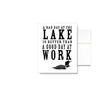 The A Bad Day at the Lake is Better than a Good Day at Work Card features linen texture, lake-inspired text, and a loon illustration—perfect for lakehouse stationery fans and as a thoughtful greeting card.