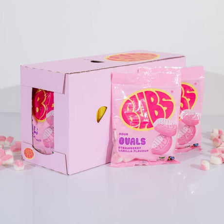 Candy: Bubs - Sour Strawberry Vanilla Flavor Chewy Candy Ovals (90g) Bag 3.175 oz