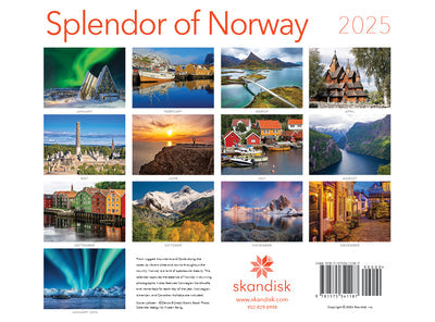 Explore the majestic beauty of Norway with the Calendar: Splendor of Norway 2025. This exceptional wall calendar features stunning scenic photos of Norwegian landscapes and architecture, making it ideal for planning your travels to this captivating country. Each month reveals a new visual masterpiece that envelops you in Norway's eternal charm.