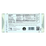 Back of Nordic chocolate bar wrapper with nutrition facts, ingredients list, barcode, cocoa certification logo, and company contact details on a plain white background.