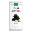 Icelandic dark chocolate bar, 70% cocoa. Wrapper shows pieces of chocolate and mint leaves. Net weight 3.53 oz (100 g) displayed on the front.