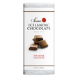 Icelandic milk chocolate bar with 33% cocoa, wrapper shows chocolate pieces. Net weight: 3.53 oz (100 g) is printed on the packaging.