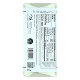 Back of chocolate bar with black text on white showing nutrition facts, ingredients list, barcode, QR code, and best by date: September 4, 2027.