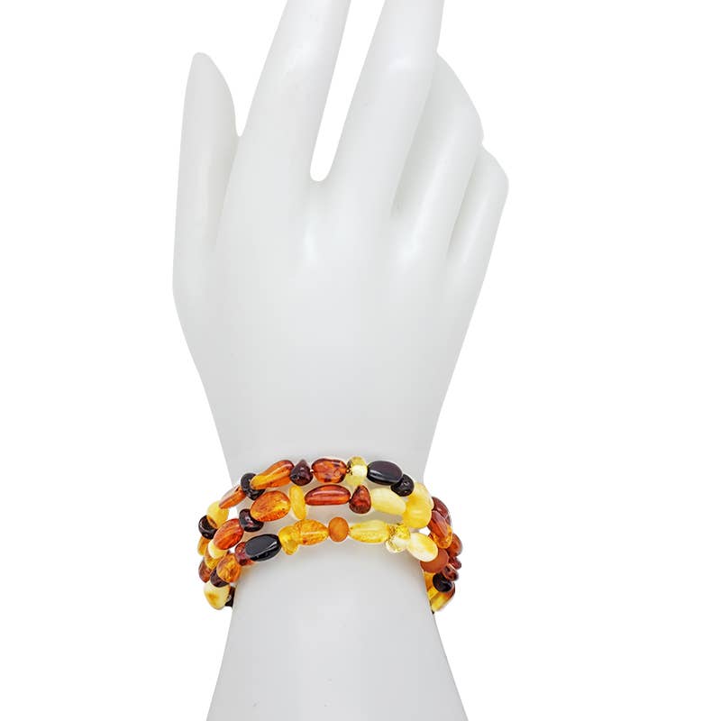 Bracelet: Multi-Color Amber Memory Wire Bracelet