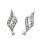 A pair of April Crystal Swarovski® Crystals Spiral Dangle Earrings, featuring a silver, curved leaf-like design set with a row of small round white stones for an elegant look.