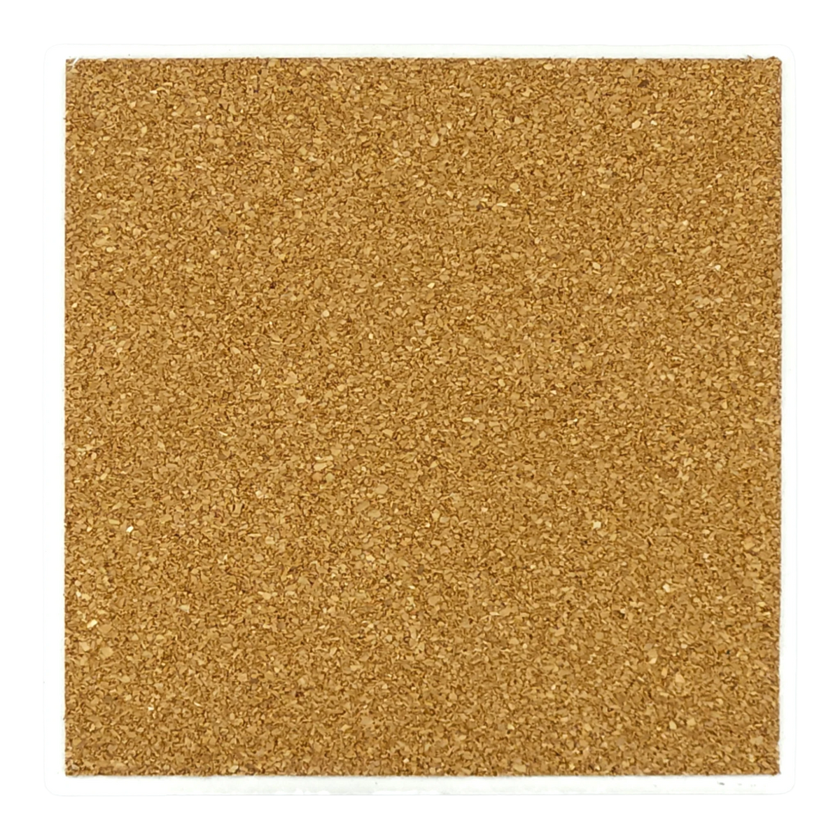 Square cork coaster with a textured, granulated surface.