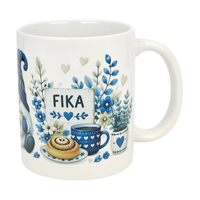 Mug: Blue Tomte Gnome Fika Ceramic Mug (11 oz Capacity)