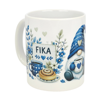 Mug: Blue Tomte Gnome Fika Ceramic Mug (11 oz Capacity)