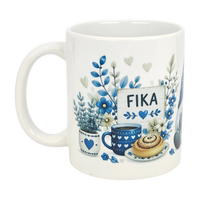Mug: Blue Tomte Gnome Fika Ceramic Mug (11 oz Capacity)