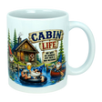 Enjoy your favorite beverage with the Mug: Cabin Life Gnomes Ceramic Coffee Mug (11 oz) by Nordic Wholesale. This charming white mug features playful cartoon gnomes lounging by a serene lake, next to a cozy log cabin and a whimsical sign that reads: CABIN LIFE. No wifi, no worries, just beer & bad decisions—making it the perfect gift for anyone who loves lighthearted, cabin-themed adventures.