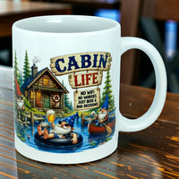 Mug: Cabin Life Gnomes Ceramic Coffee Mug (11 oz)