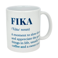 Mug: White Ceramic Fika Definition Mug (11 oz)