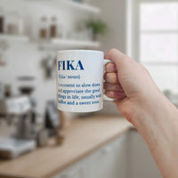 Mug: White Ceramic Fika Definition Mug (11 oz)