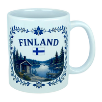 Mug: Finland Lakeside Cabin Ceramic Mug (11 oz Capacity)