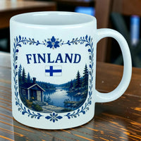 Mug: Finland Lakeside Cabin Ceramic Mug (11 oz Capacity)