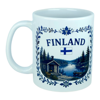 Mug: Finland Lakeside Cabin Ceramic Mug (11 oz Capacity)