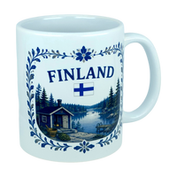 Mug: Finland Lakeside Cabin Ceramic Mug (11 oz Capacity)
