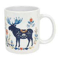 Mug: Folk Art Moose Ceramic Mug (11 oz Capacity)