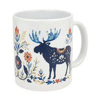 Mug: Folk Art Moose Ceramic Mug (11 oz Capacity)