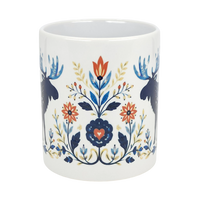 Mug: Folk Art Moose Ceramic Mug (11 oz Capacity)