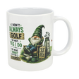 The Nordic Wholesale Mug: Funny Tomte Gnome Golf Ceramic Mug (11 oz) features a cheerful gnome in a green hat with clubs and a PAR-TEE sign, plus the text: I don’t always golf. Oh wait... yes I do. A fun gift for golf lovers!.