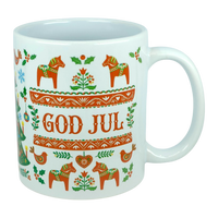 Mug: God Jul Dala Horse Christmas Ceramic Mug (11 oz Capacity)