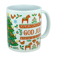 Mug: God Jul Dala Horse Christmas Ceramic Mug (11 oz Capacity)