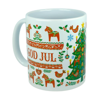 Mug: God Jul Dala Horse Christmas Ceramic Mug (11 oz Capacity)