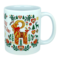 Mug: God Jul Gott Nytt År Yule Goat Christmas Ceramic Mug (11 oz Capacity)