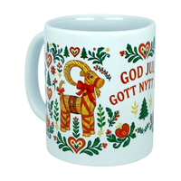Mug: God Jul Gott Nytt År Yule Goat Christmas Ceramic Mug (11 oz Capacity)