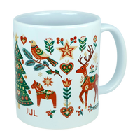 Mug: God Jul Nordic Folk Art Ceramic Mug (11 oz Capacity)