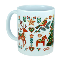 Mug: God Jul Nordic Folk Art Ceramic Mug (11 oz Capacity)