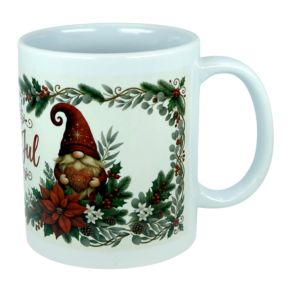 Mug: God Jul Tomte Nordic Christmas Ceramic Mug (11 oz Capacity)